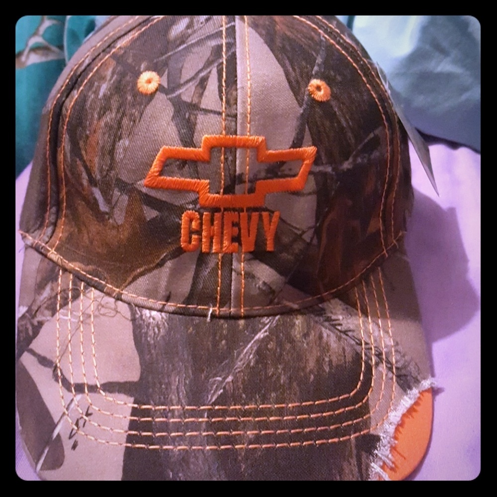 Camo and orange Chevy hat